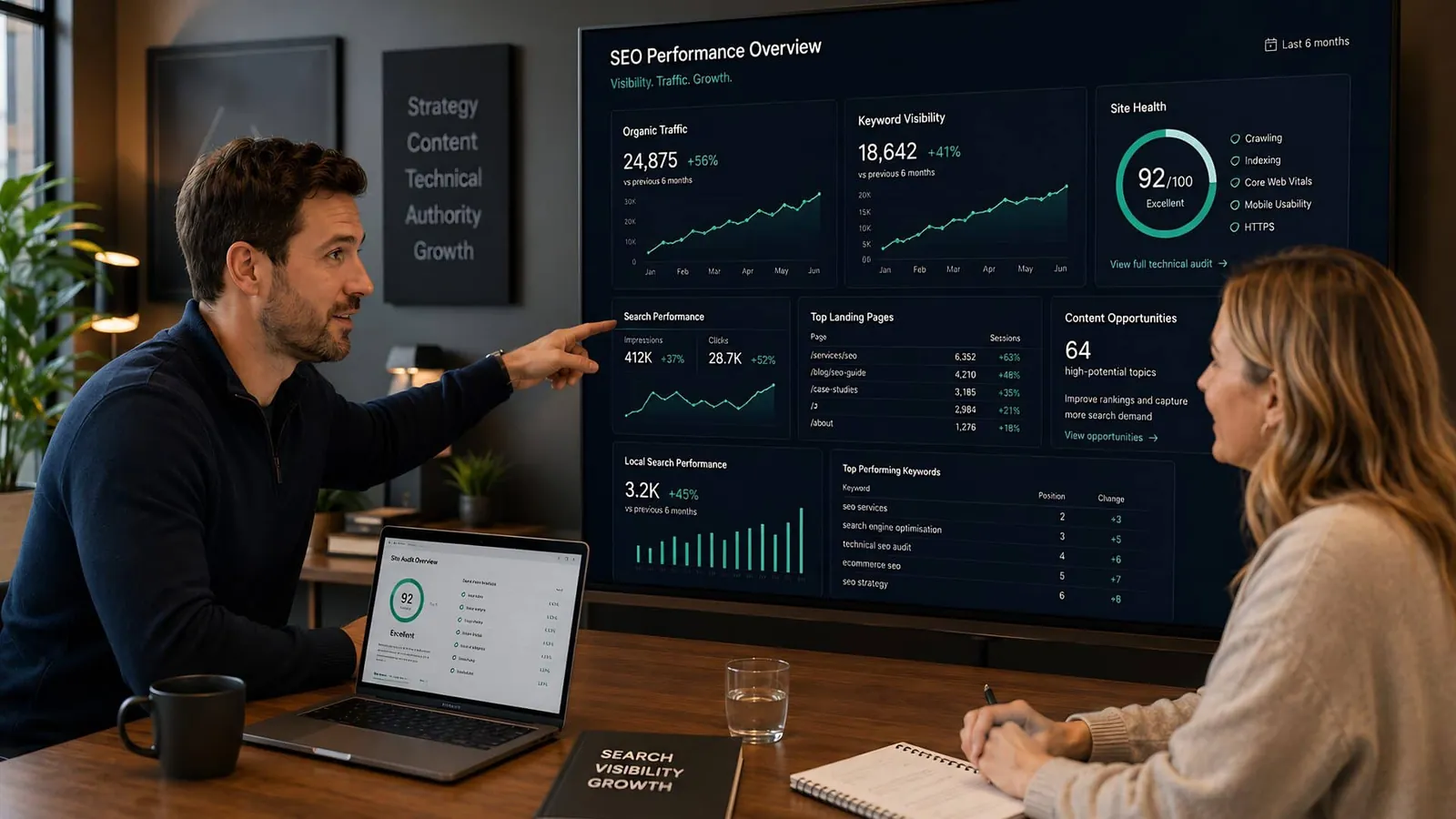 SEO performance dashboard analysis